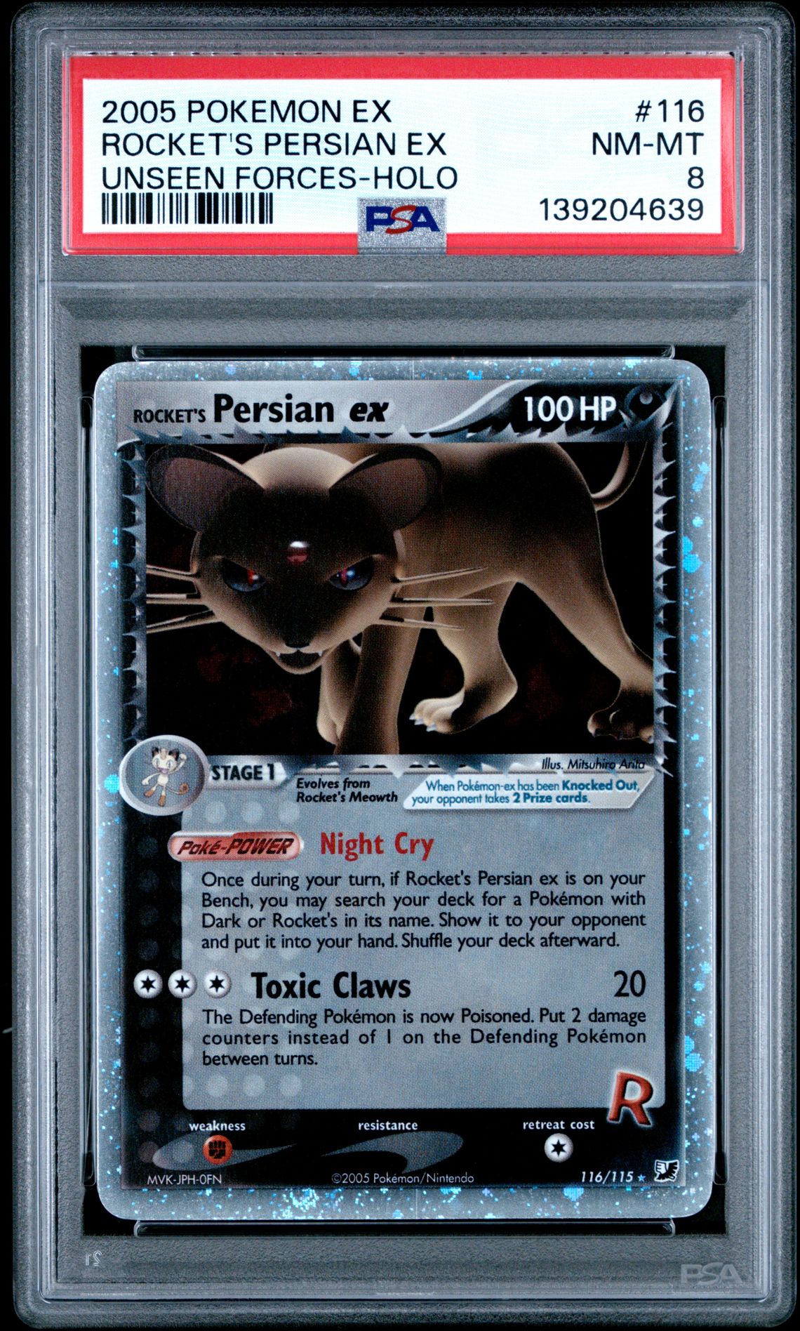 2005 Pokemon Ex Unseen Forces Rocket's Persian Ex #116 (Unseen Forces-Holo) Nm-Mt 8 front