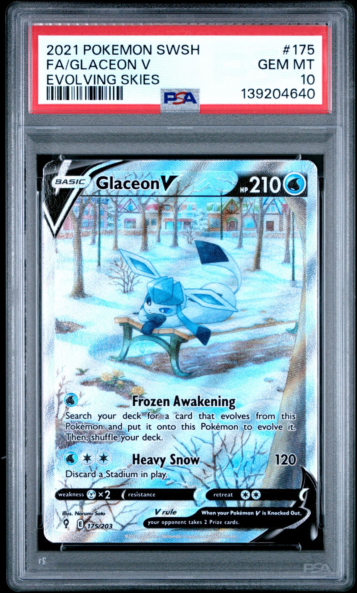 2021 Pokemon Sword & Shield Evolving Skies Fa/Glaceon V #175 (Evolving Skies) Gem Mt 10 front