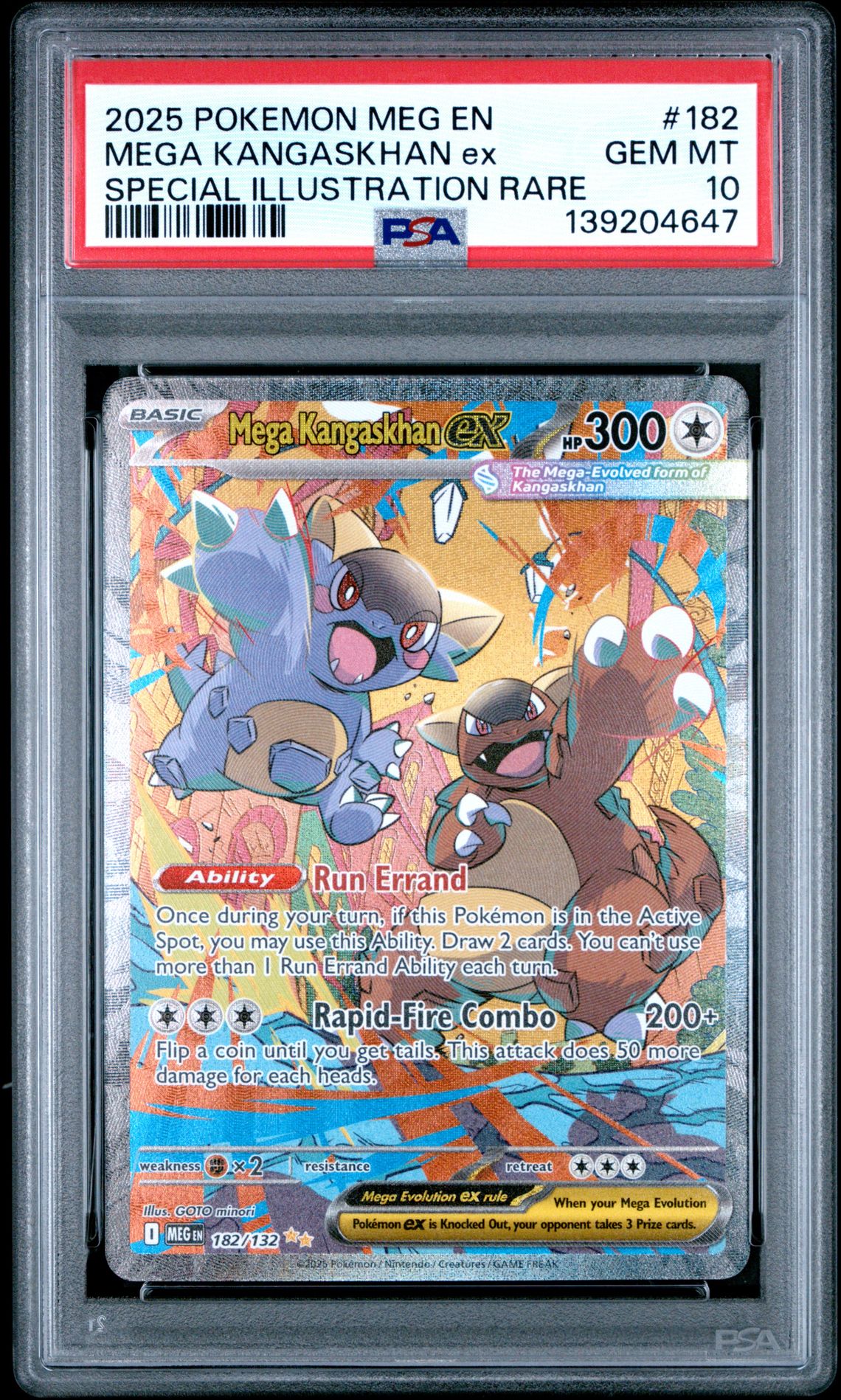 2025 Pokemon Meg En-Mega Evolution Mega Kangaskhan Ex #182 (Special Illustration Rare) Gem Mt 10 front