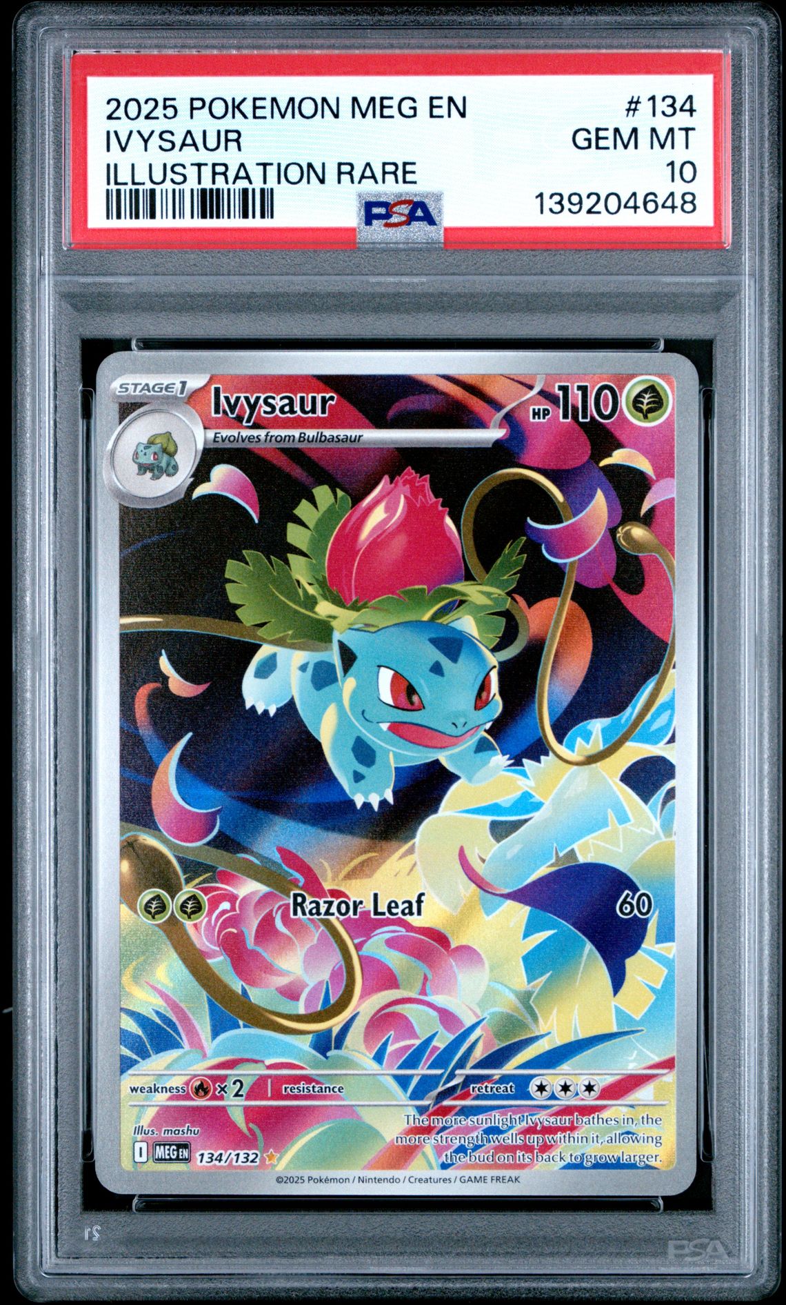 2025 Pokemon Meg En-Mega Evolution Ivysaur #134 (Illustration Rare) Gem Mt 10 front