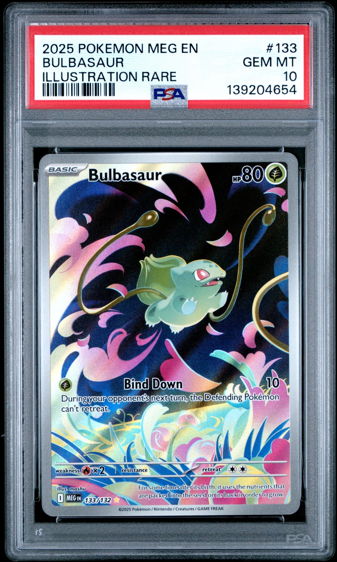 2025 Pokemon Meg En-Mega Evolution Bulbasaur #133 (Illustration Rare) Gem Mt 10 front