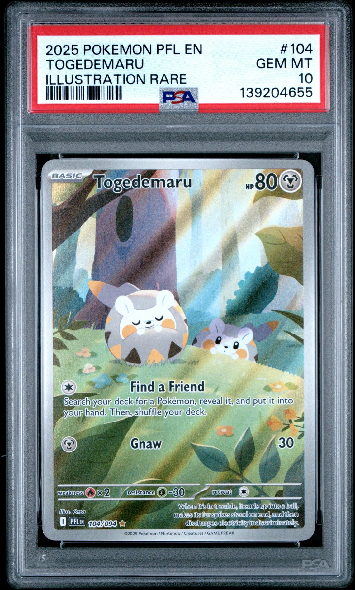 2025 Pokemon Pfl En-Phantasmal Flames Togedemaru #104 (Illustration Rare) Gem Mt 10 front