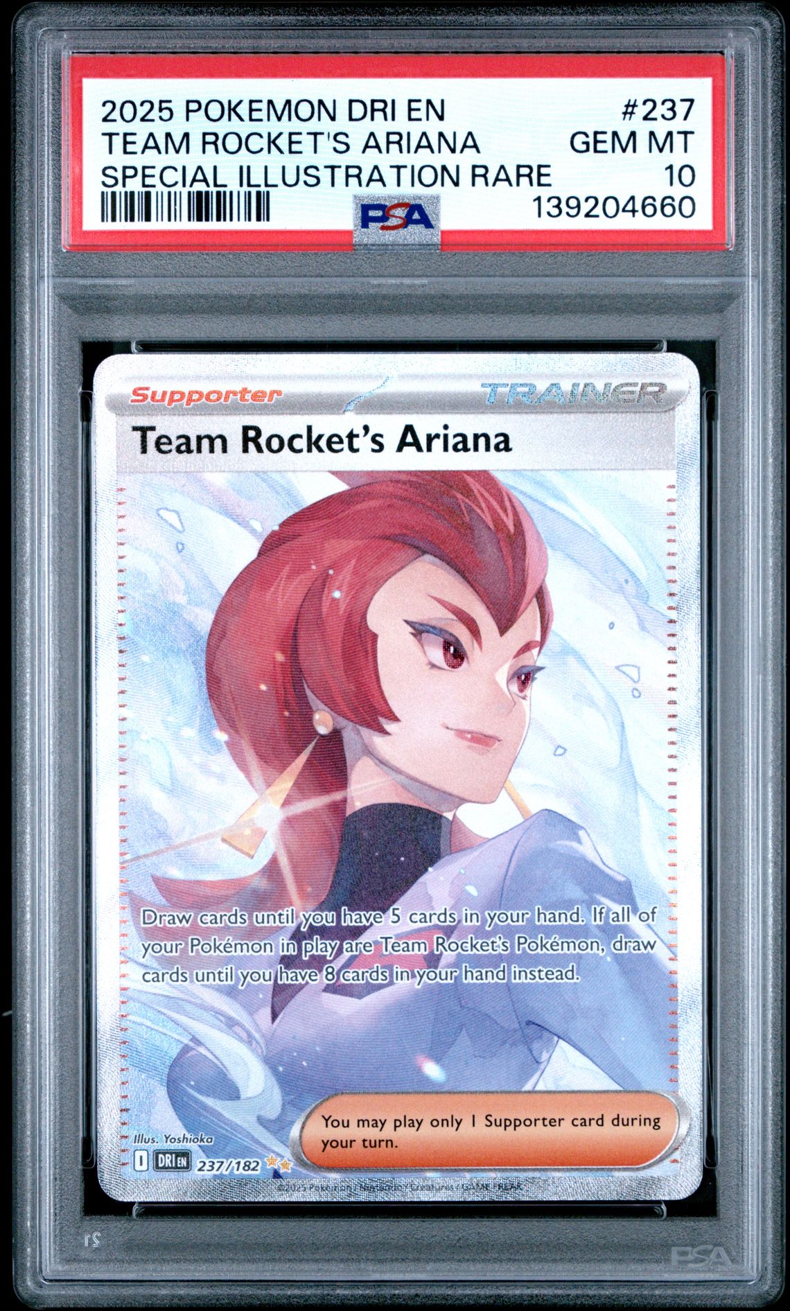 2025 Pokemon Dri En-Destined Rivals Team Rocket's Ariana #237 (Special Illustration Rare) Gem Mt 10 front view - PSA graded GEM MT 10