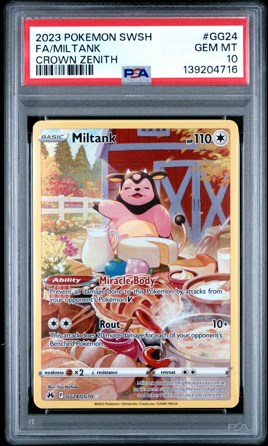 2023 Pokemon Sword And Shield Crown Zenith Fa/Miltank #Gg24 (Crown Zenith) Gem Mt 10 front