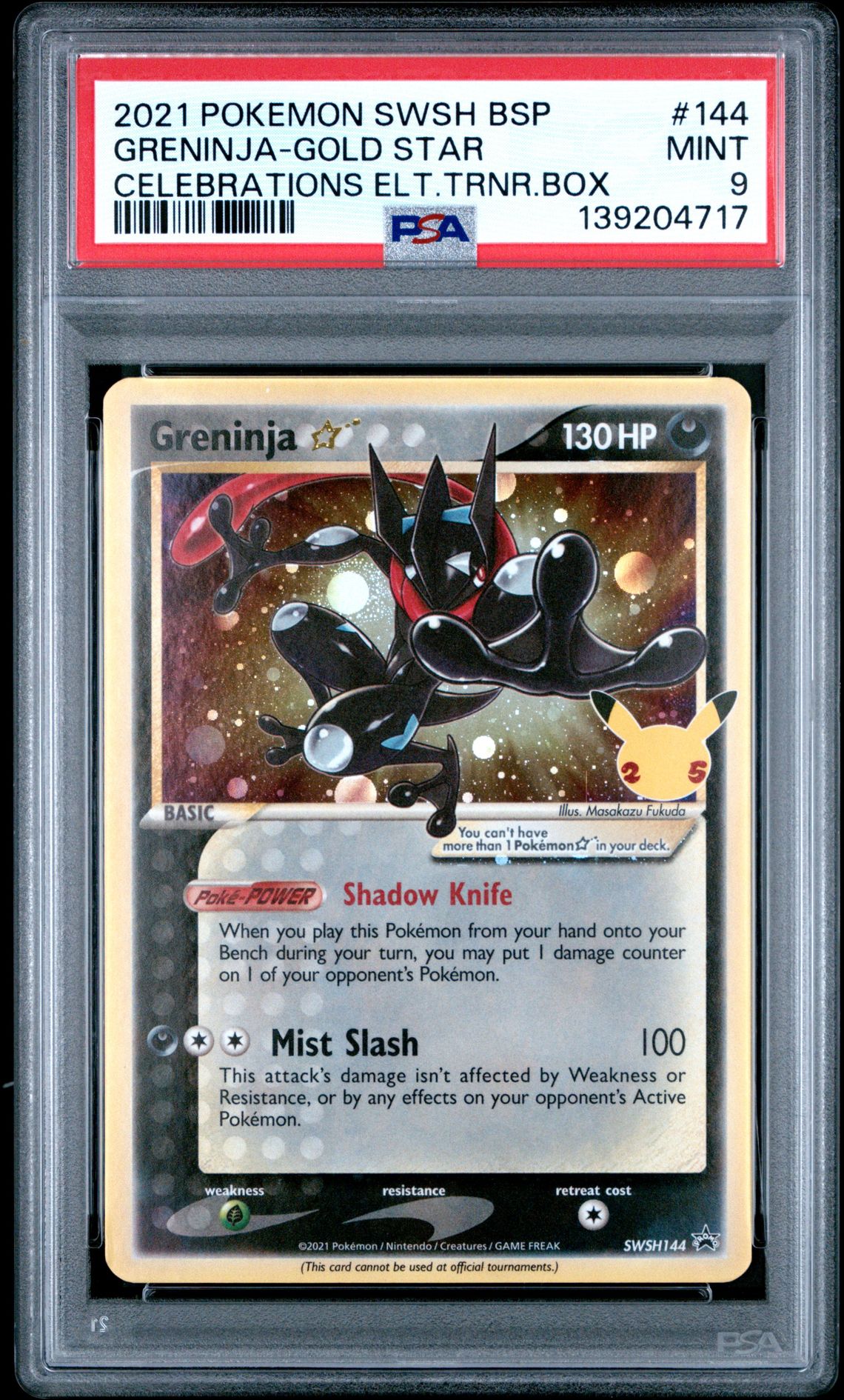2021 Pokemon Swsh Black Star Promo Greninja-Gold Star #144 (Celebrations Elt.trnr.box) Mint 9 front