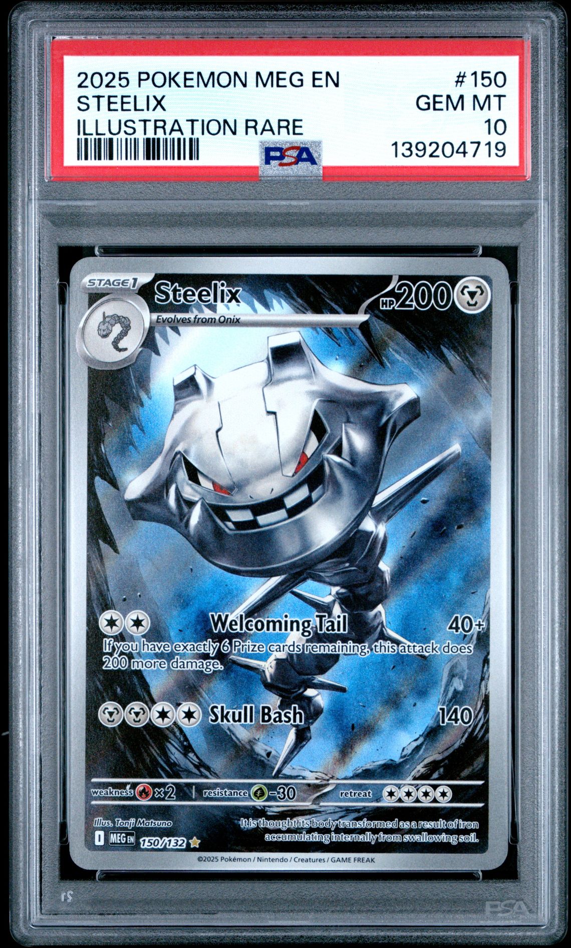2025 Pokemon Meg En-Mega Evolution Steelix #150 (Illustration Rare) Gem Mt 10 front