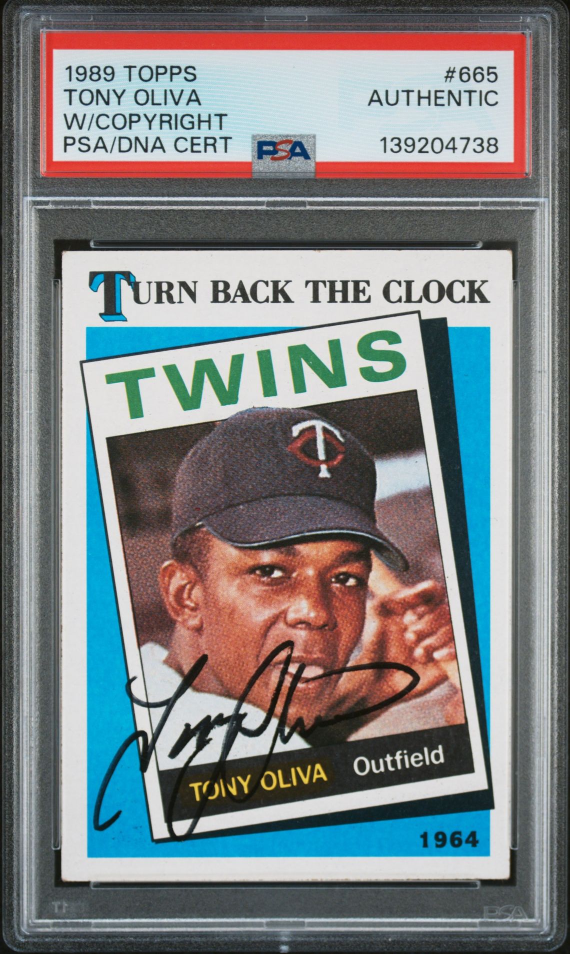 1989 Topps Tony Oliva #665 (W/Copyright) N0: Authentic front