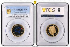 2001 $1 Centenary-Colorized PR69DCAM