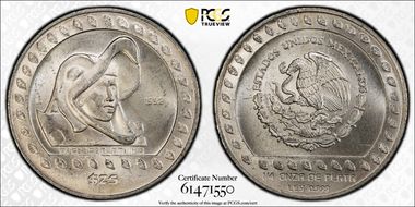1992-Mo 25 Peso Guerrero Aguila KM-554  Ag MS67