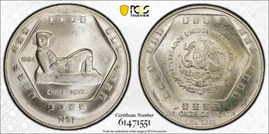 1994-Mo Peso KM-572 Chaac Mool MS64