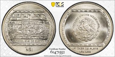 1993-Mo Peso Bajorrelieve Del Tajin KM-567 Ag MS66