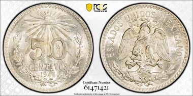 1944-M 50C KM-447 Ag MS65