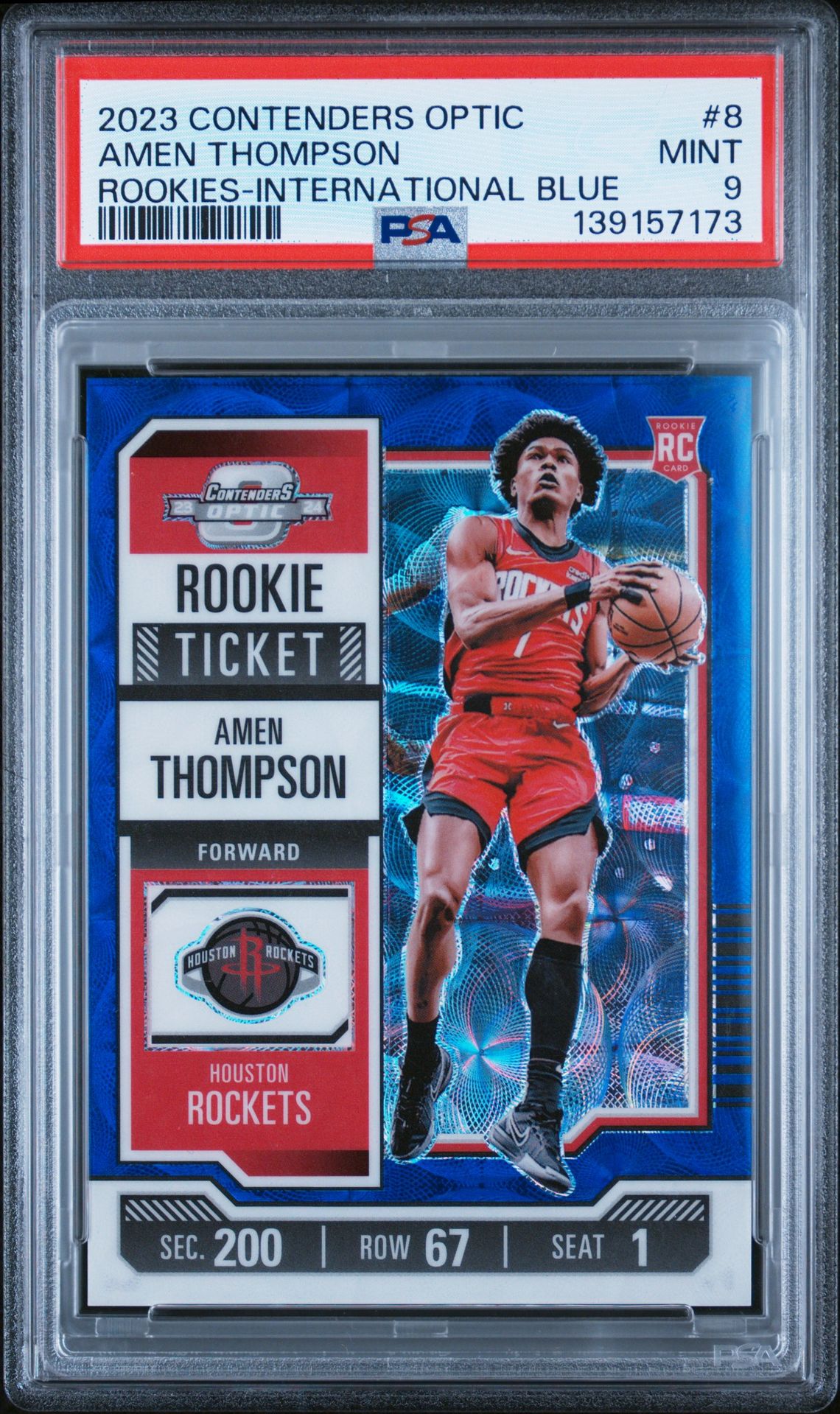 2023 Panini PANINI CONTENDERS OPTIC ROOKIES INTERNATIONAL BLUE #8 Amen Thompson front