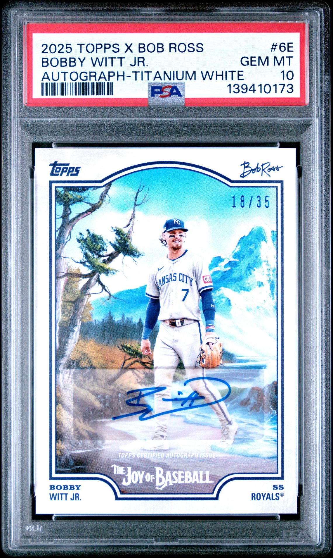 2025 Topps X Bob Ross The Joy Of Baseball Bobby Witt Jr. #6E (Autograph-Titanium White) Gem Mt 10 front