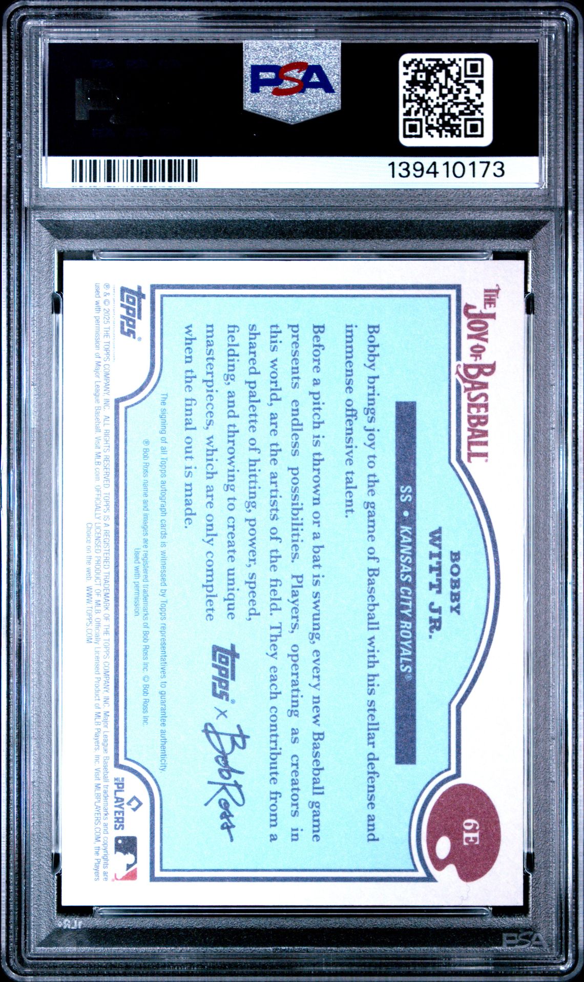 2025 Topps X Bob Ross The Joy Of Baseball Bobby Witt Jr. #6E (Autograph-Titanium White) Gem Mt 10 back
