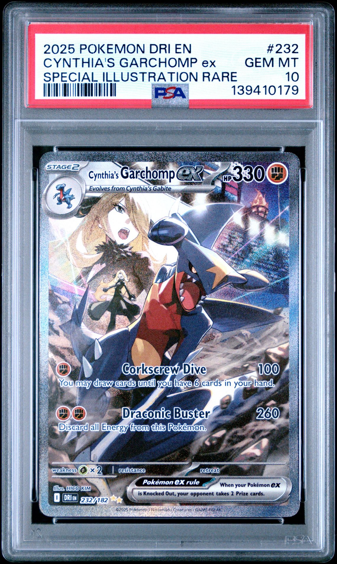 2025 Pokemon Dri En-Destined Rivals Cynthia's Garchomp Ex #232 (Special Illustration Rare) Gem Mt 10 front