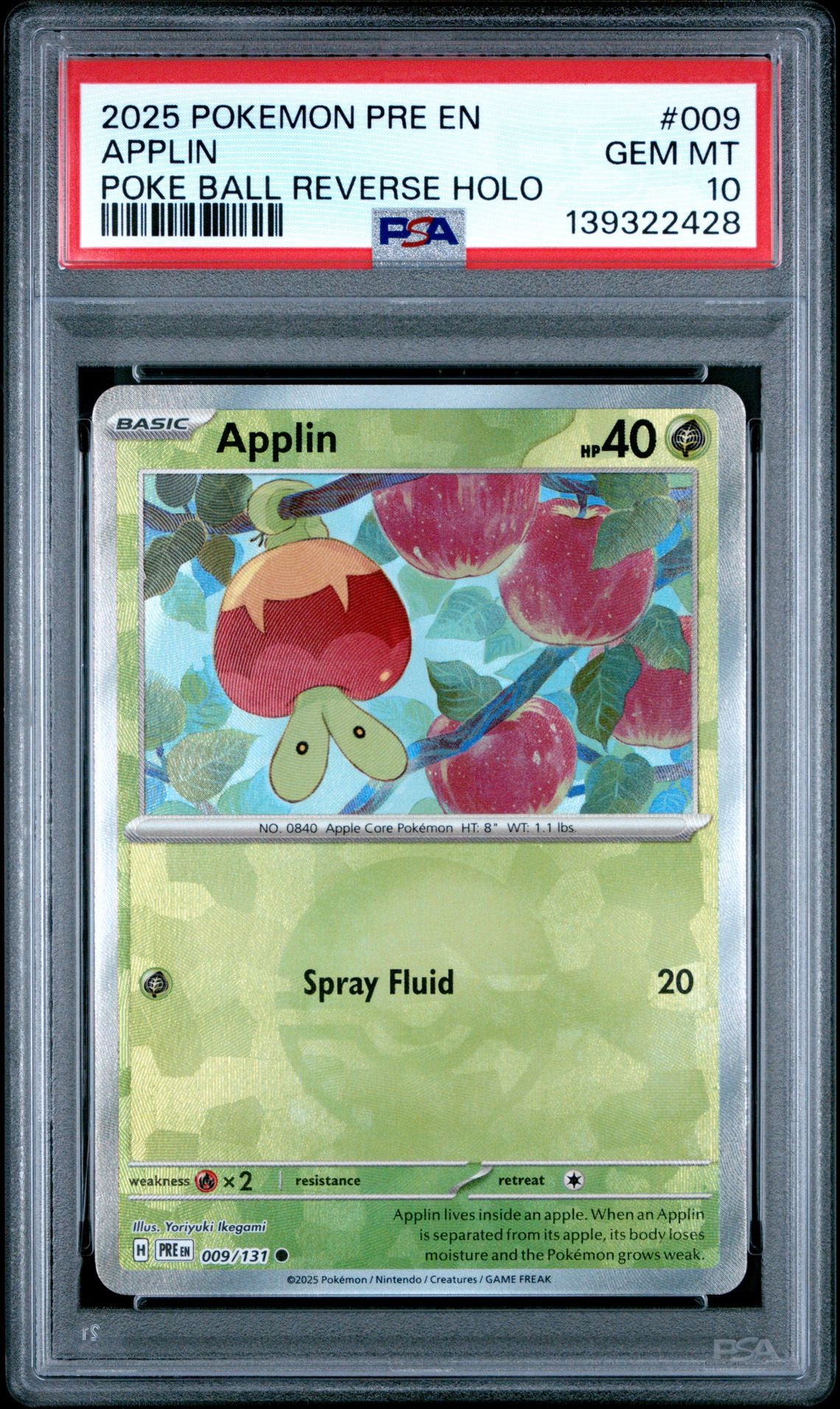 2025 Pokemon POKEMON PRE EN-PRISMATIC EVOLUTIONS POKE BALL REVERSE HOLO #009 Applin front