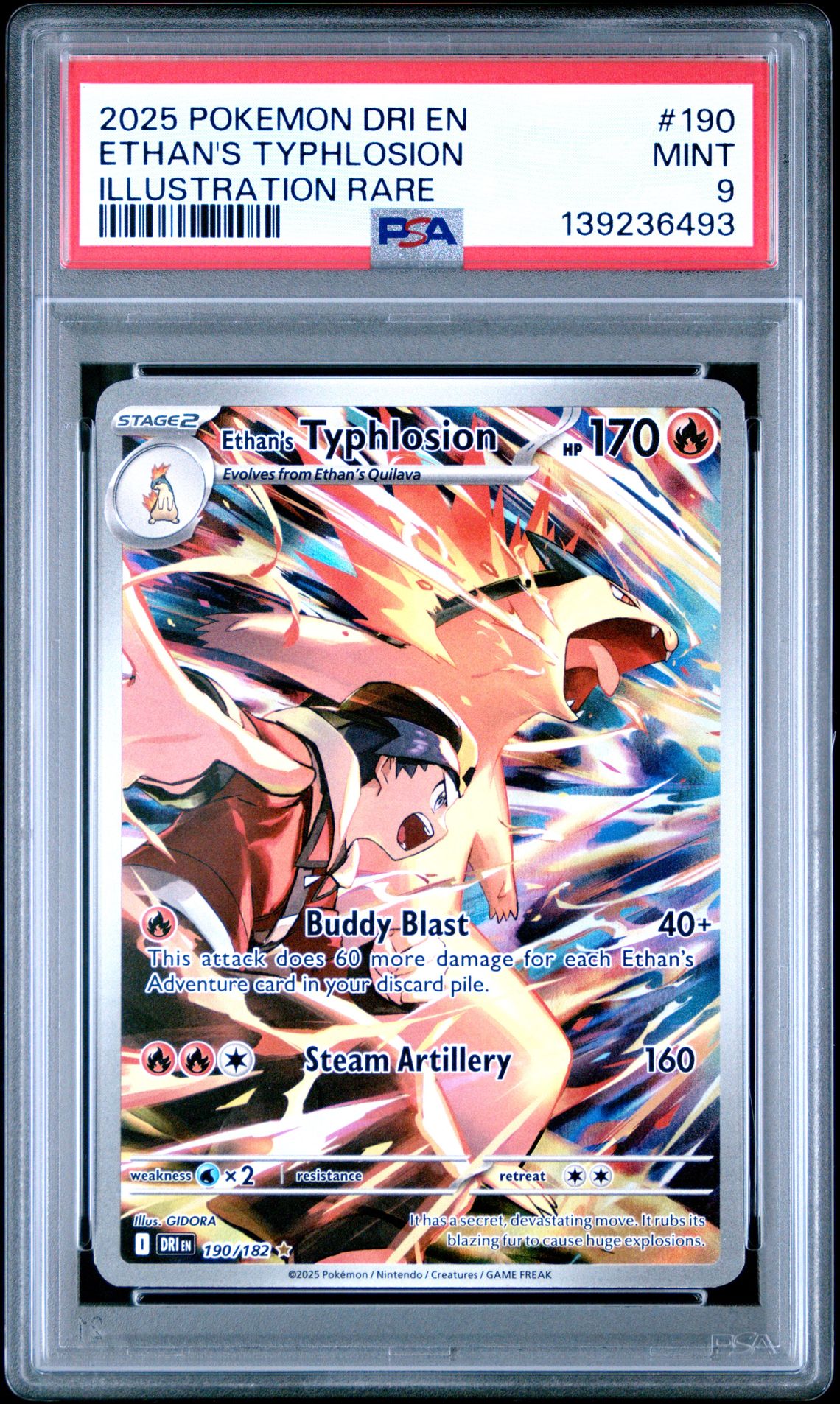 2025 Pokemon Dri En-Destined Rivals Ethan's Typhlosion #190 (Illustration Rare) Mint 9 front