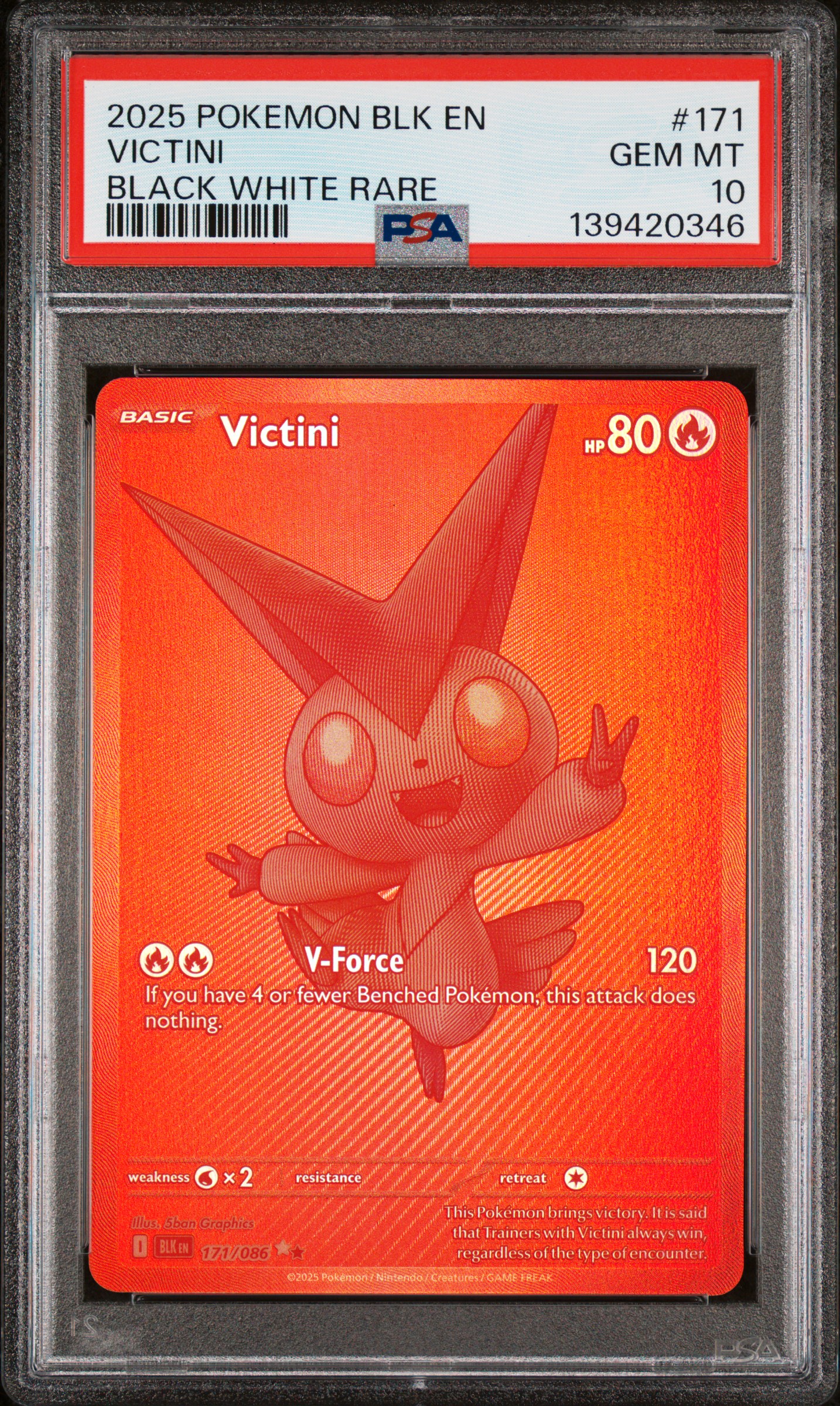 2025 #171 Victini PSA 10 Blk EN-Black Bolt