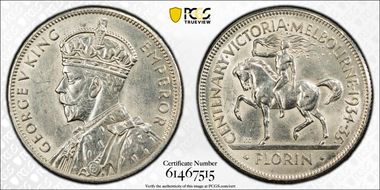 1934-35 Florin Centennial KM-33  Ag N1