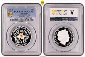2010 50C Australia Day Ag Selective Gilt PR69DCAM