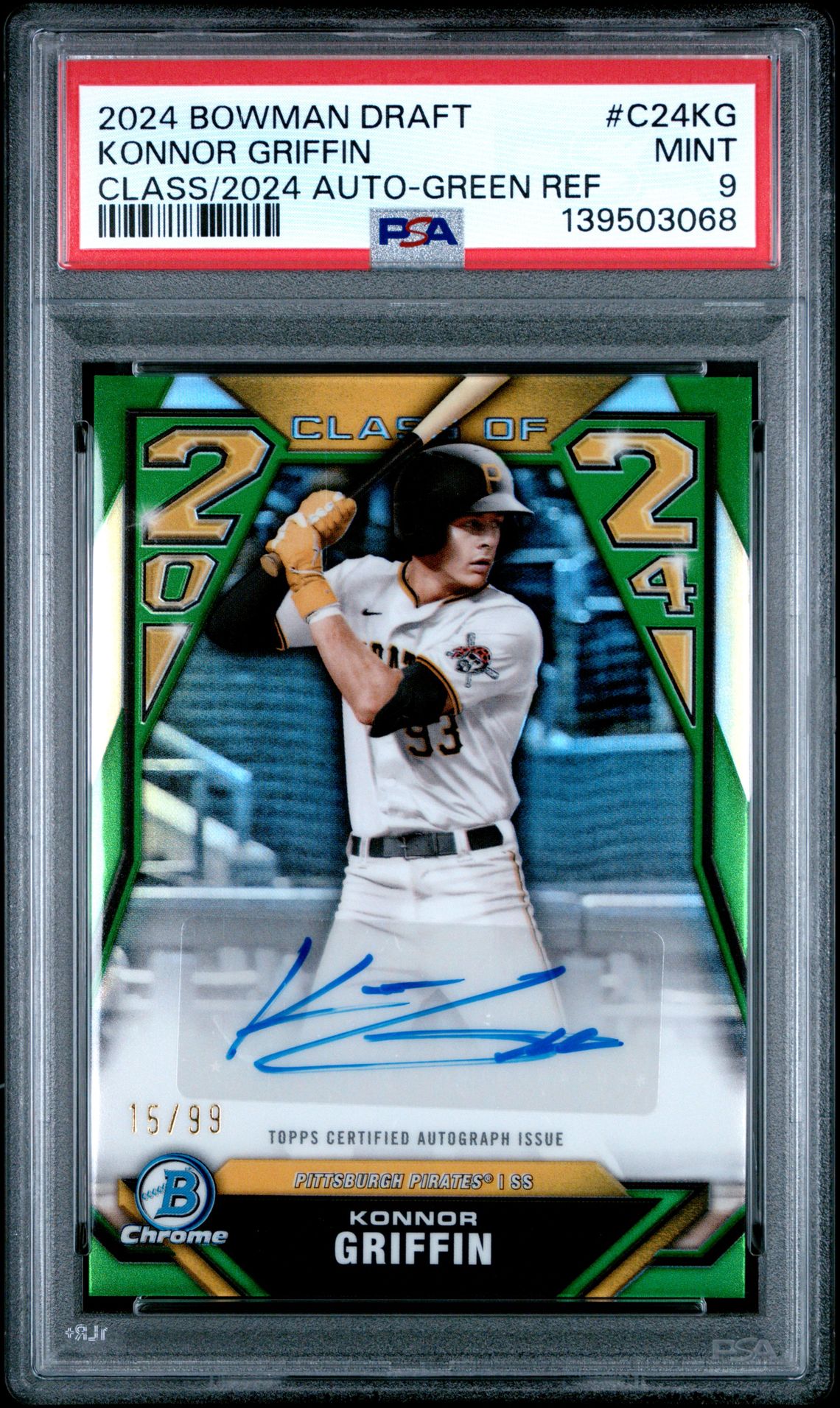 2024 Bowman BOWMAN DRAFT CLASS OF 2024 AUTOGRAPHS Green Refractor Konnor Griffin front