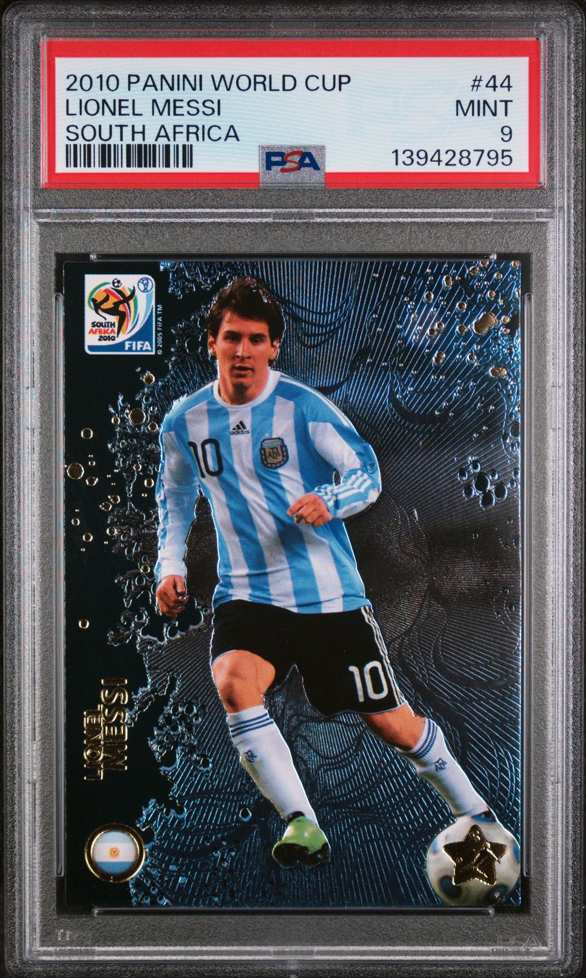 2010 Panini World Cup South Africa Lionel Messi #44 (South Africa) Mint 9 front
