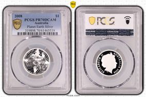 2008 $1 Planet Earth Silver PR70DCAM