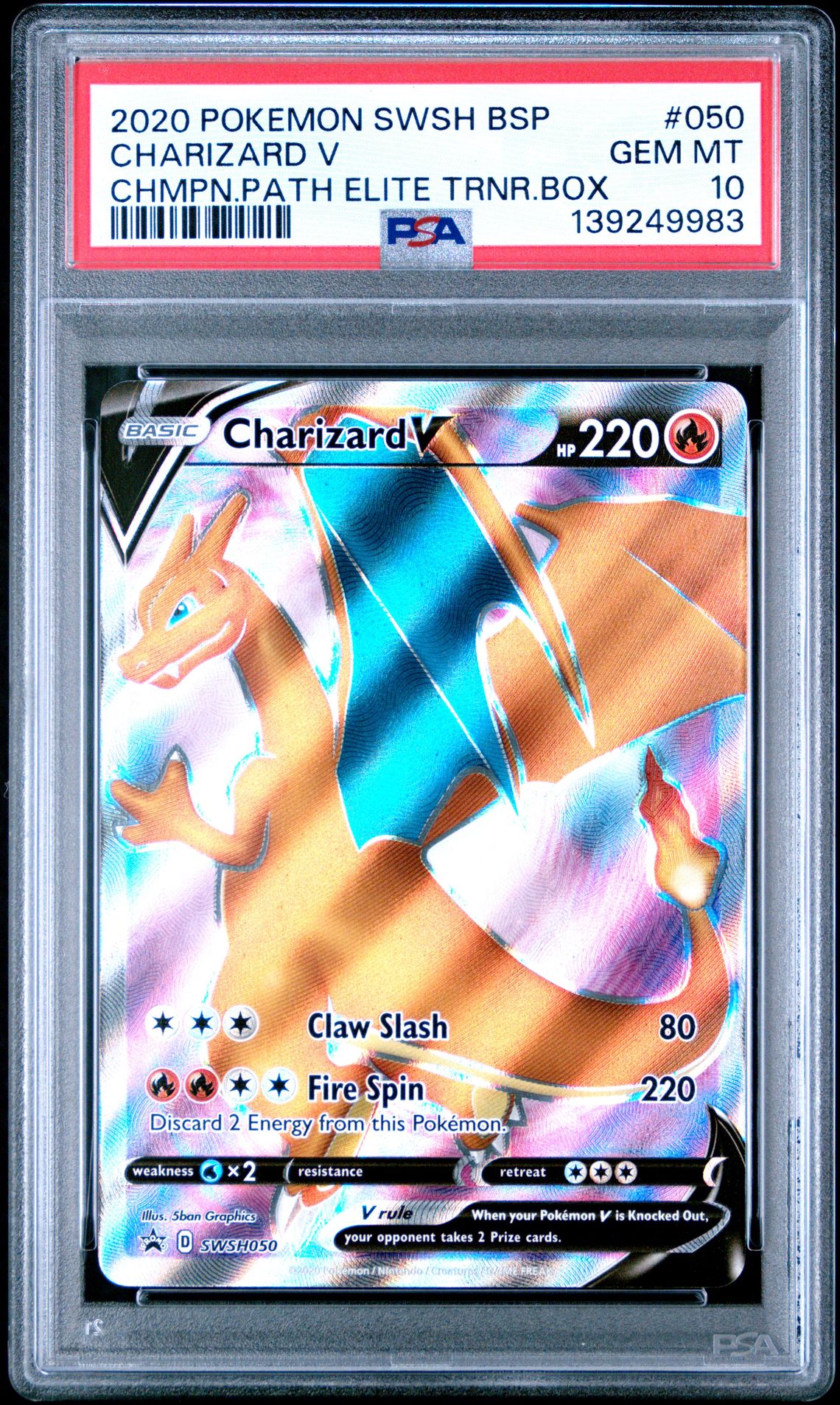 2020 Pokemon POKEMON SWSH BLACK STAR PROMO CHMPN.PATH ELITE TRNR.BOX #050 Charizard V front