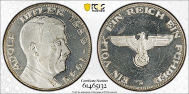 "1945" (1989) Medal C-405 "Adolf" Silvered AE Modern Fantasy MS64