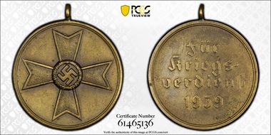 1939 Medal War Merit Medal Brass MS61
