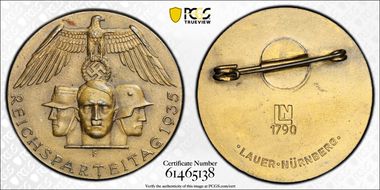1935 Medal C-214 Gilt Iron NURNBERG Reverse MS63