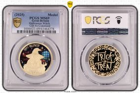 (2025) Medal Halloween Witch Gilt Fe Colorized MS69