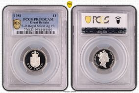 1988 £1 S-J6 Royal Shield Ag Pft PR69DCAM