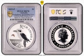 2022-P $1 Kookaburra Ag-Numbat Privy ANDA Perth Money Expo MS70