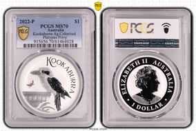 2022-P $1 Kookaburra Ag Colorized Platypus Privy MS70