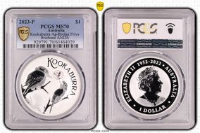 2023-P $1 Kookaburra Ag-Brolga Privy Brisbane ANDA MS70