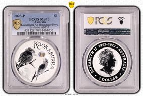 2023-P $1 Kookaburra Ag-Honeyeater Privy Brisbane ANDA MS70