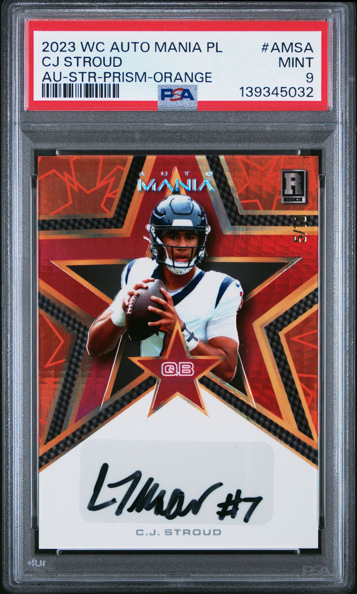 2023 Wild Card Auto Mania Pro Look Autographs Cj Stroud #Amsa (Au-Str-Prism-Orange) Mint 9 front