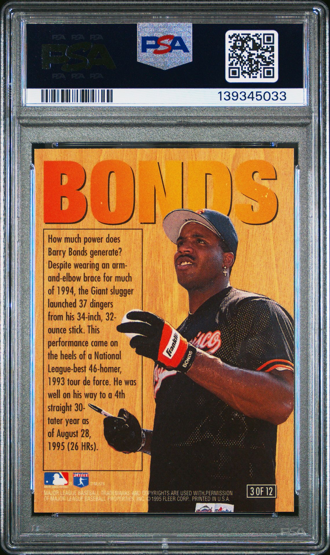1996 Ultra Home Run Kings Barry Bonds #3 (Home Run Kings) Mint 9 back