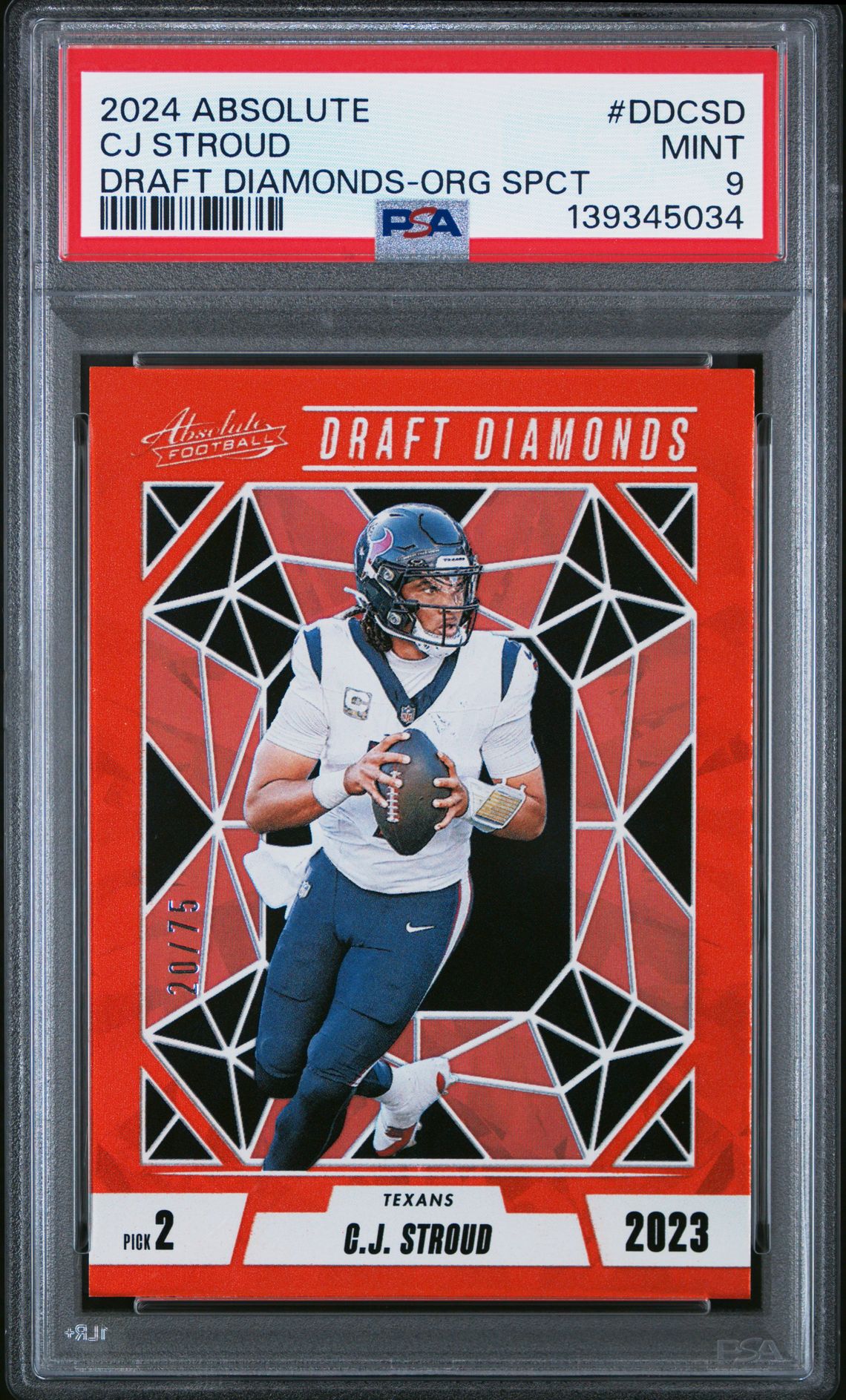 2024 Panini Absolute Draft Diamonds Cj Stroud #Ddcsd (Draft Diamonds-Org Spct) Mint 9 front