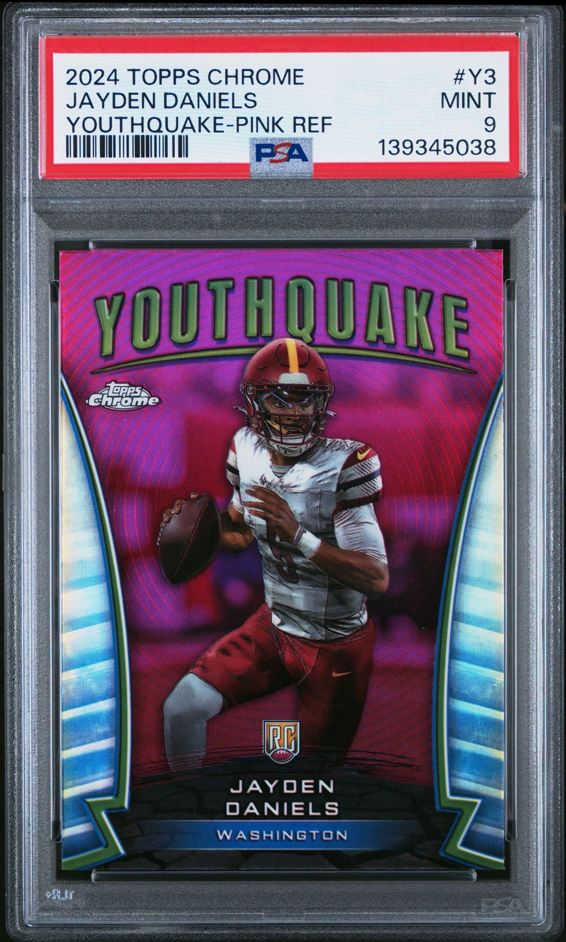 2024 Topps Chrome Youthquake Jayden Daniels #Y3 (Youthquake-Pink Ref) Mint 9 front