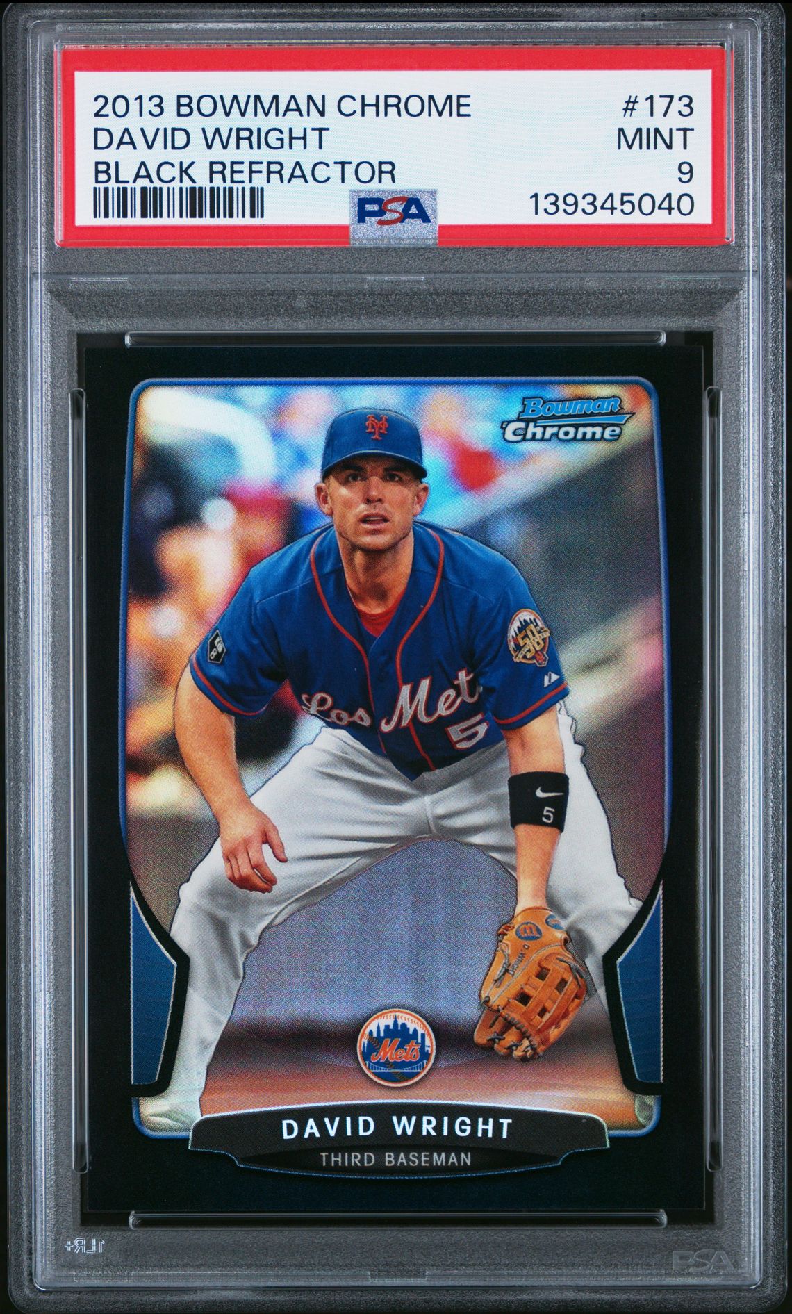 2013 Bowman Chrome David Wright #173 (Black Refractor) Mint 9 front