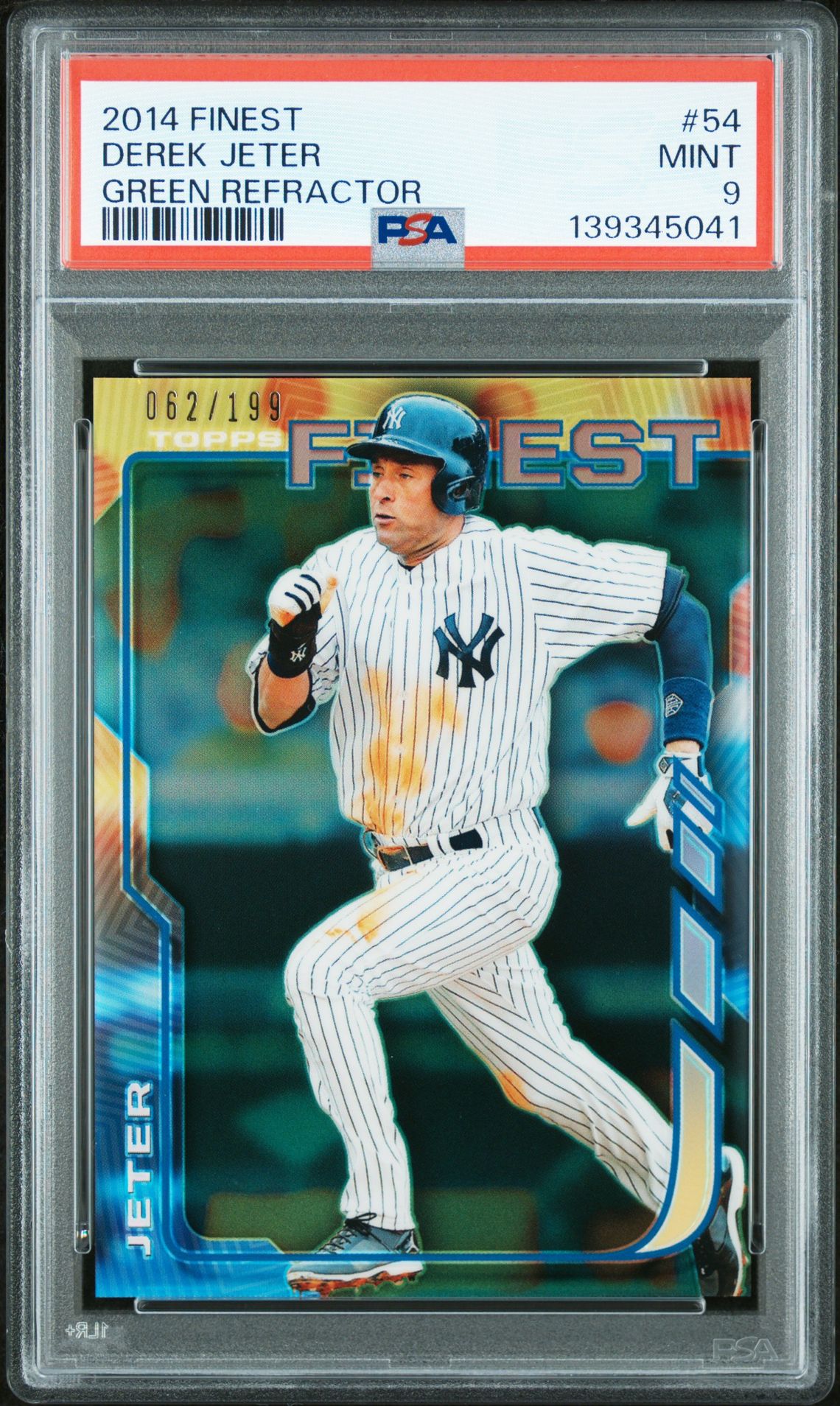 2014 Finest Derek Jeter #54 (Green Refractor) Mint 9 front