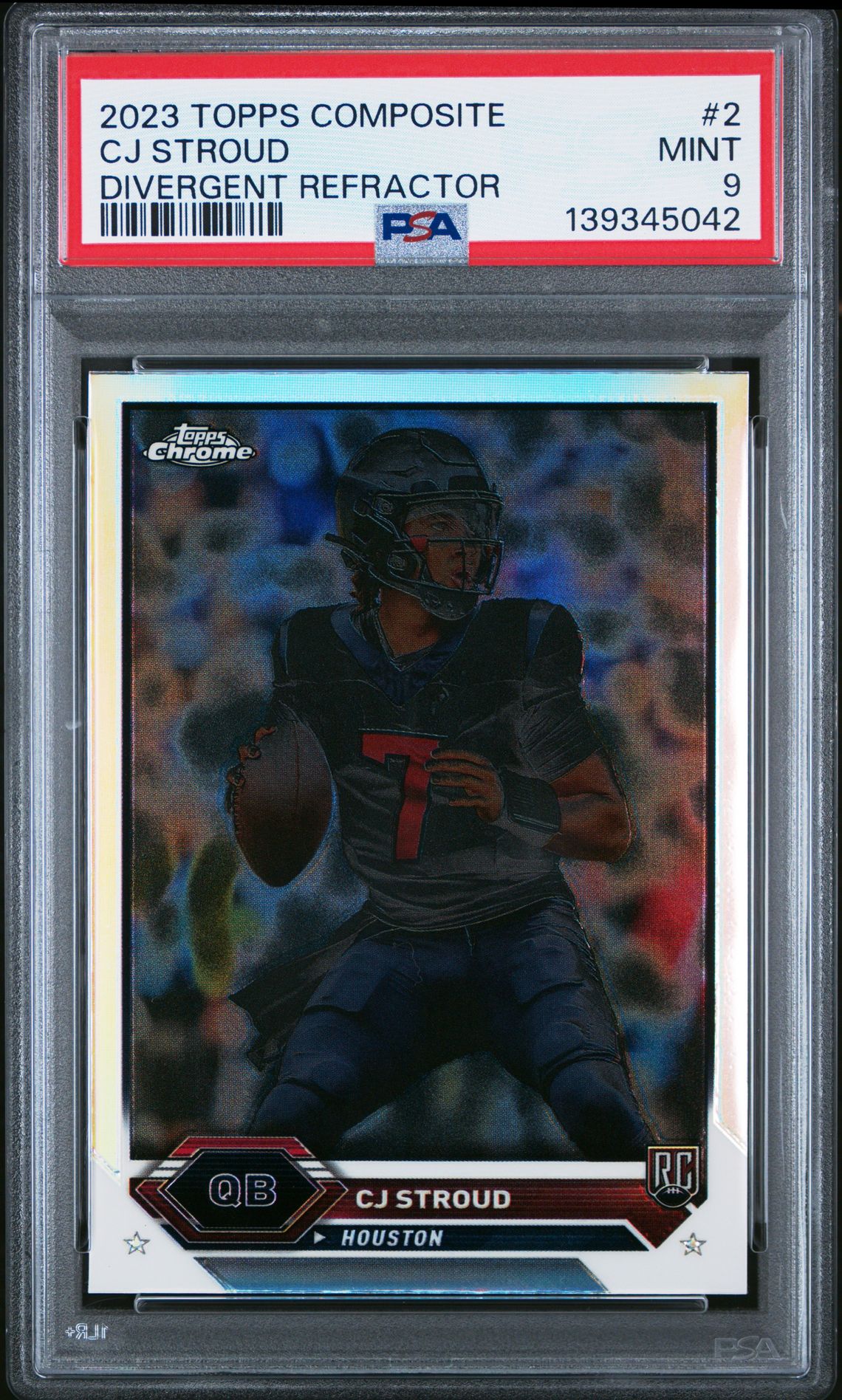 2023 Topps Composite Cj Stroud #2 (Divergent Refractor) Mint 9 front