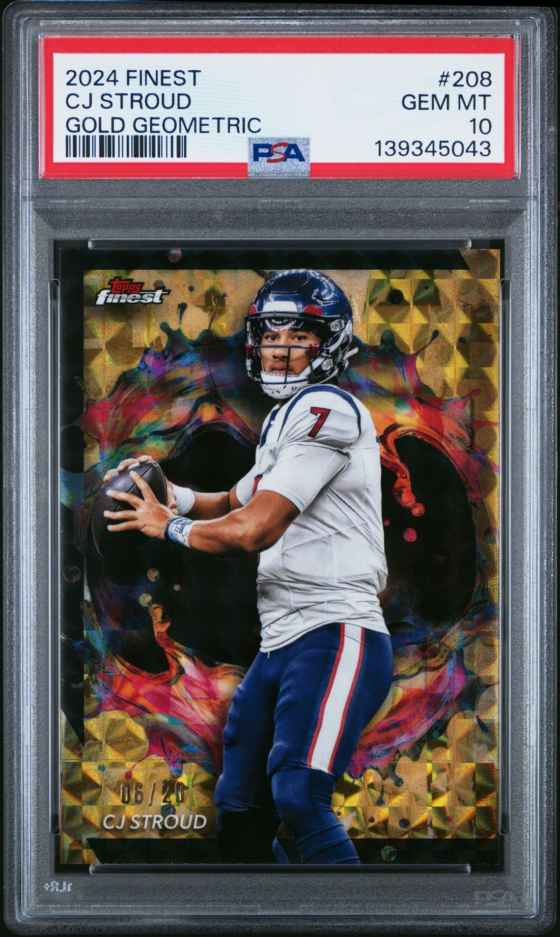 2024 Topps Finest Cj Stroud #208 (Gold Geometric) Gem Mt 10 front