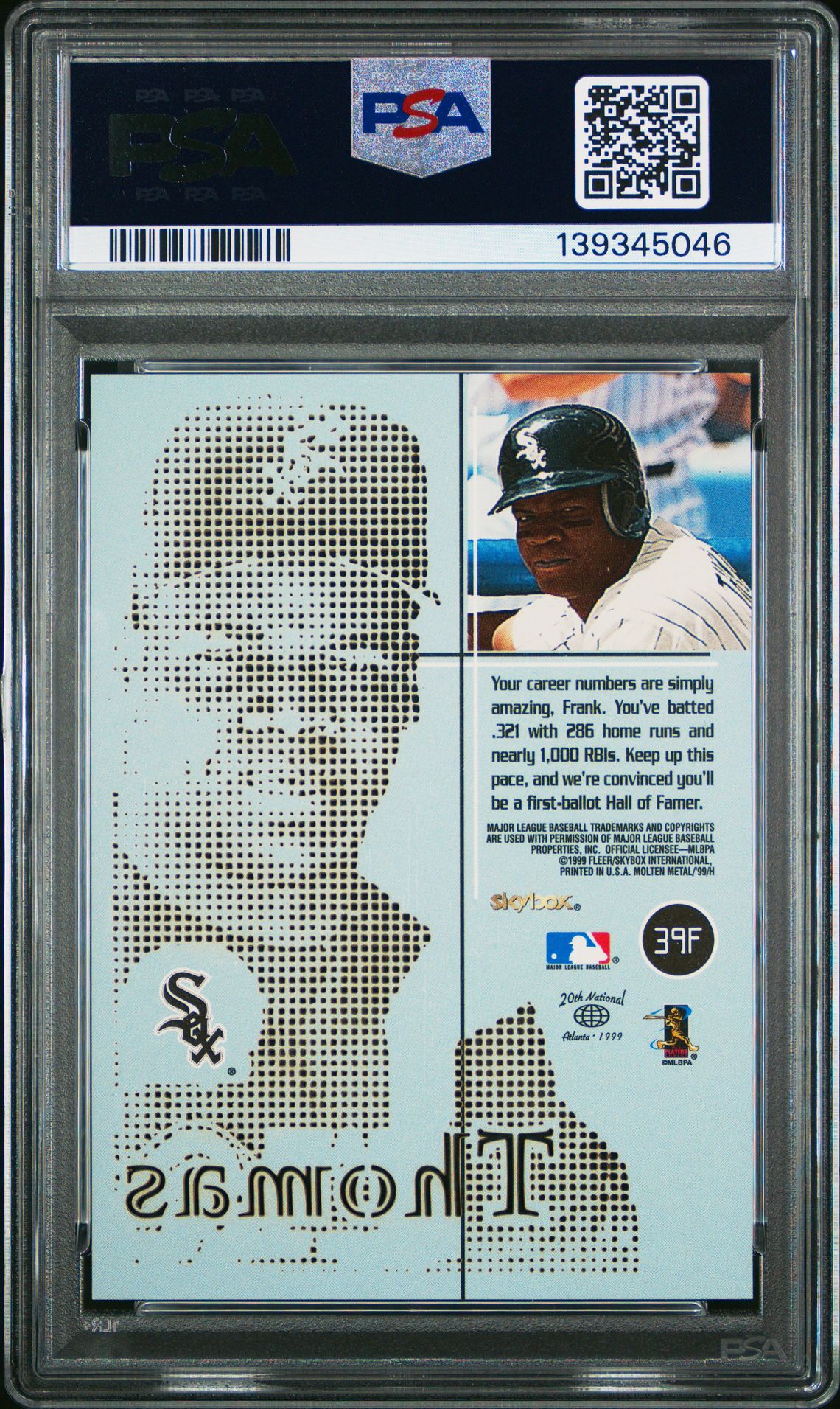 1999 Skybox Molten Metal Fusion Frank Thomas #39F (Fusion) Nm-Mt 8 back