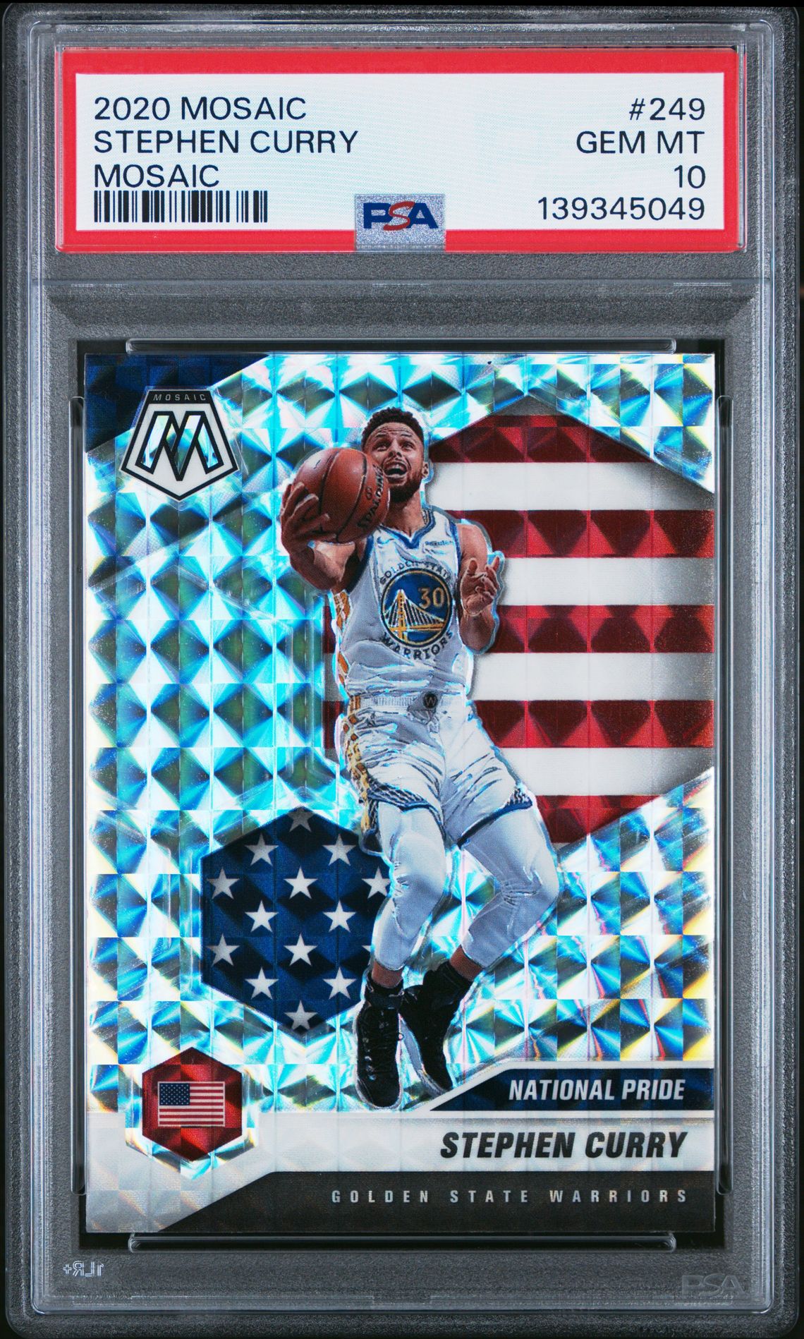 2020 Panini Mosaic Stephen Curry #249 (Mosaic) Gem Mt 10 front
