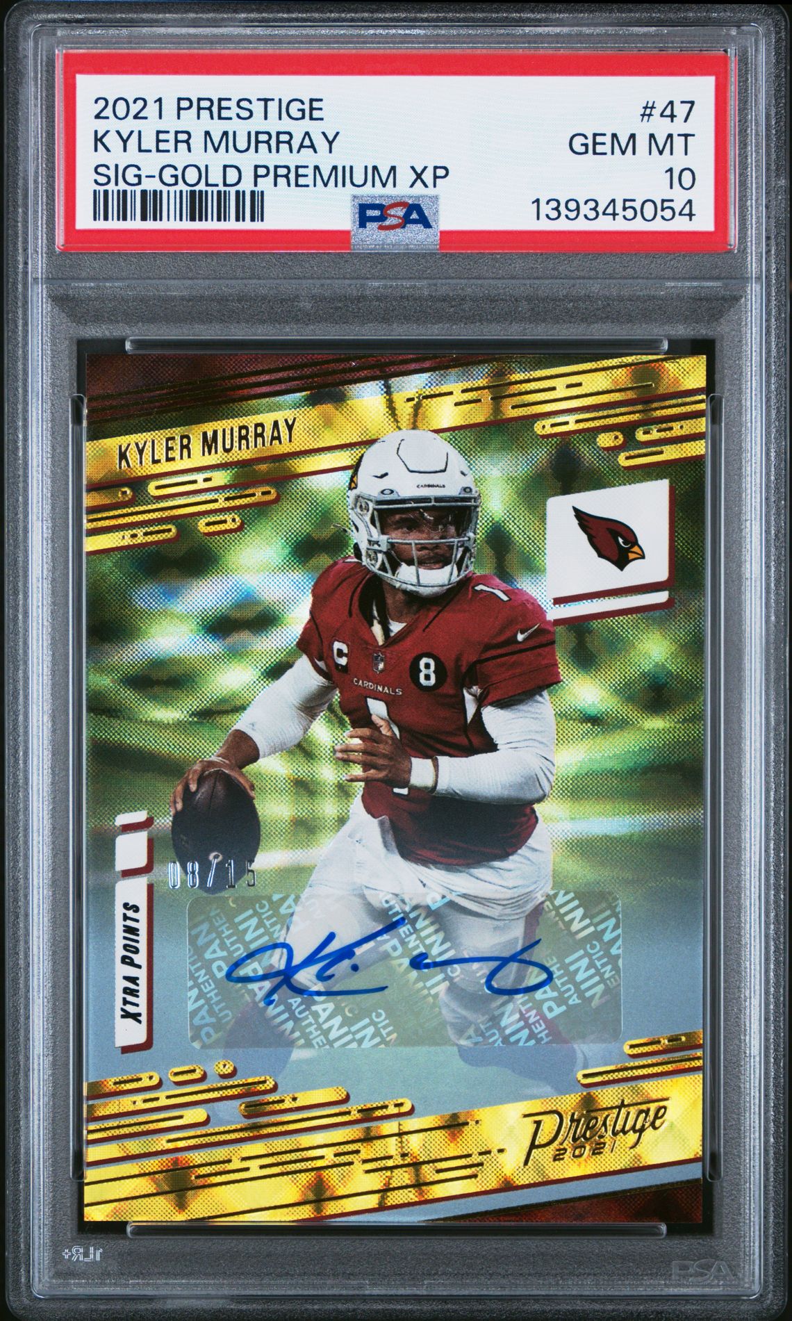 2021 Panini Prestige Kyler Murray #47 (Sig-Gold Premium Xp) Gem Mt 10 front