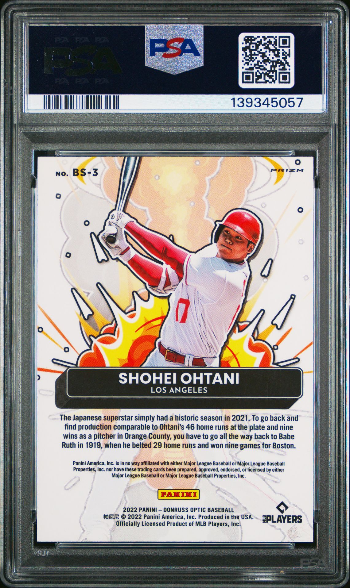2022 Panini Donruss Optic Bomb Squad Shohei Ohtani #Bs3 (Bomb Squad-Holo) Gem Mt 10 back